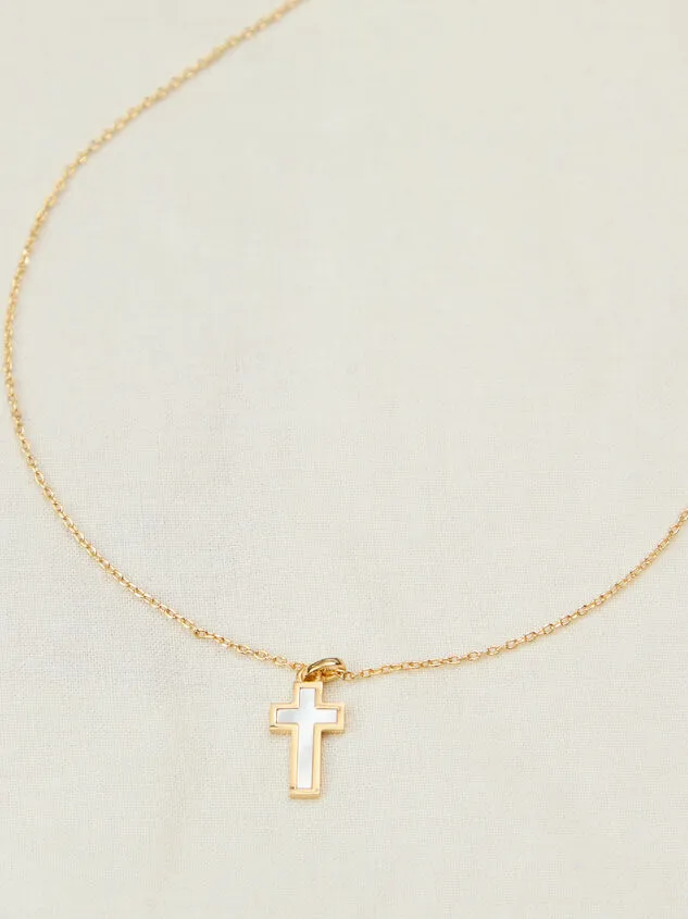 18K Gold Pearl Cross Charm Necklace 18kgold Women Altar039d State Necklaces