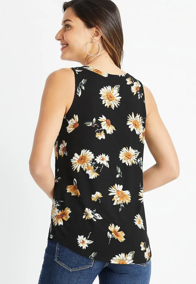 247 Black Daisy VNeck Tank Top Women Maurices Tops