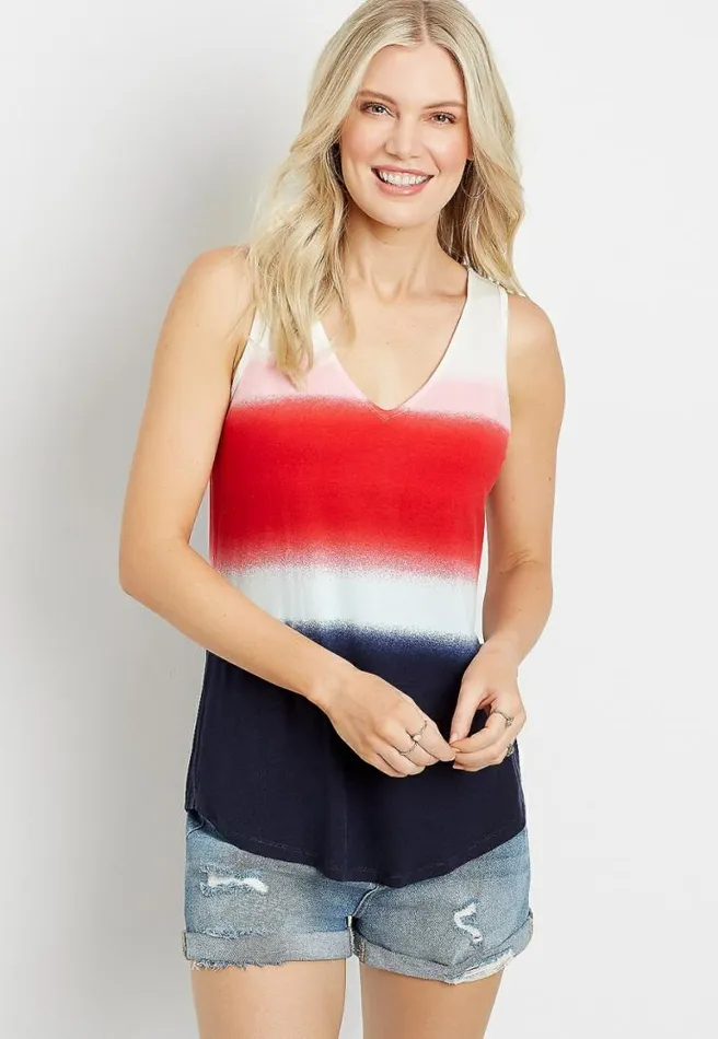 247 Color Striped V Neck Tank Top Women Maurices Tops