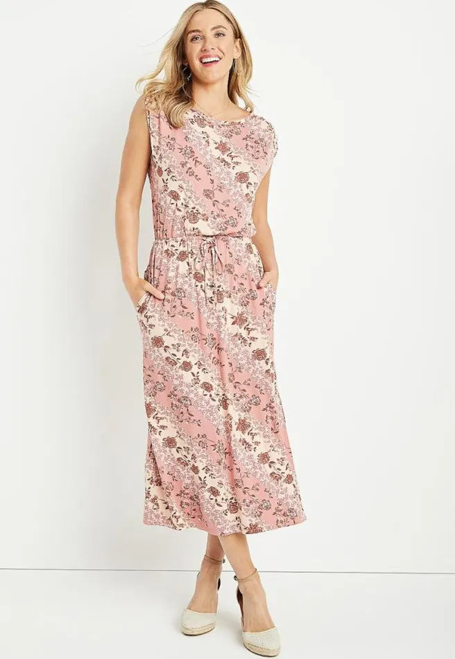 247 Pink Floral Boyfriend Midi Dress Women Maurices Dresses and Jumpsuits