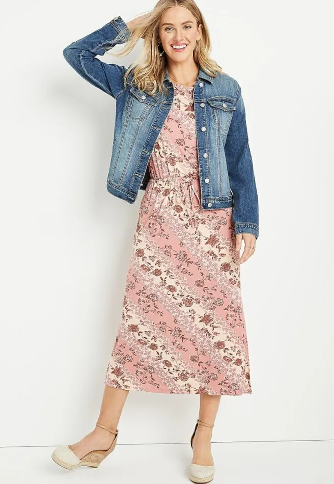 247 Pink Floral Boyfriend Midi Dress Women Maurices Dresses and Jumpsuits