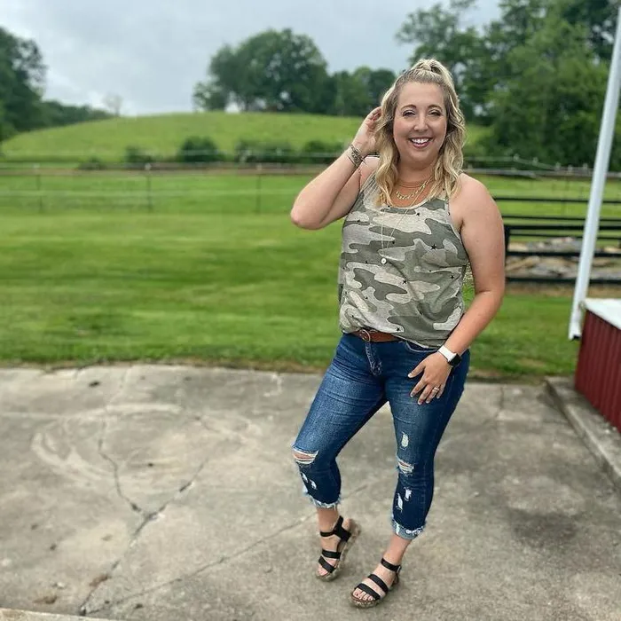 247 Star Camo Knot Back Tank Top Women Maurices Tops