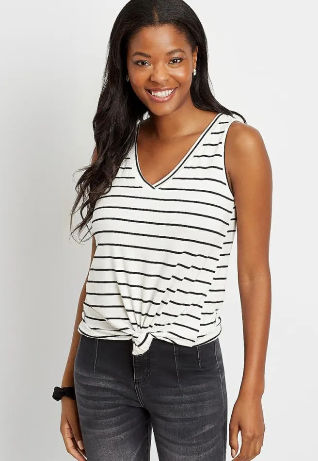 247 White Stripe V Neck Tank Top Women Maurices Tops