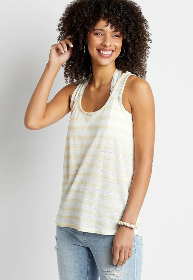 247 White Striped Knot Back Tank Top Women Maurices Tops