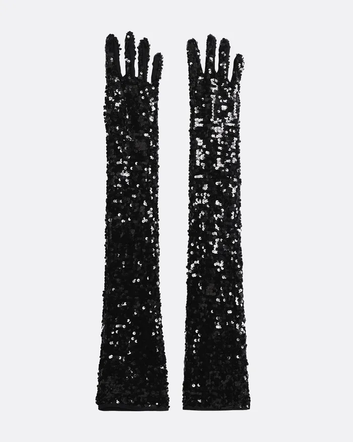 Accessories Antonia Black Sequins Gloves Black 8211 Safiyaa Women