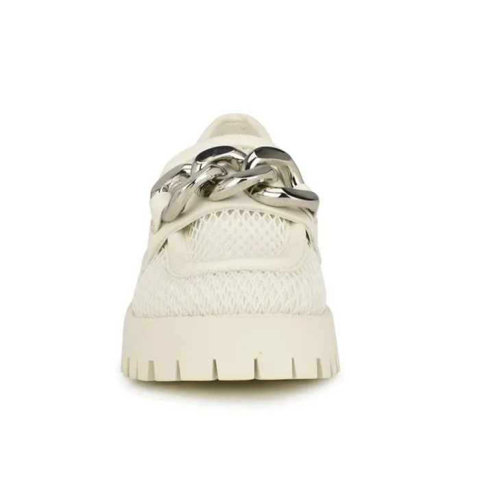 Afer Mesh Lugsole Loafers White Women Nine West Flats