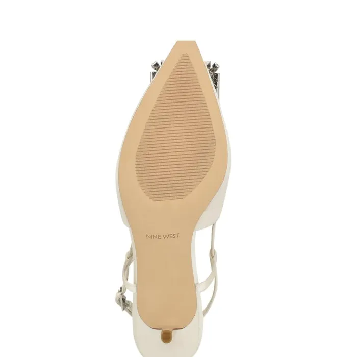 Aimey Pointy Toe Slingbacks Ivory Satin Women Nine West Heels