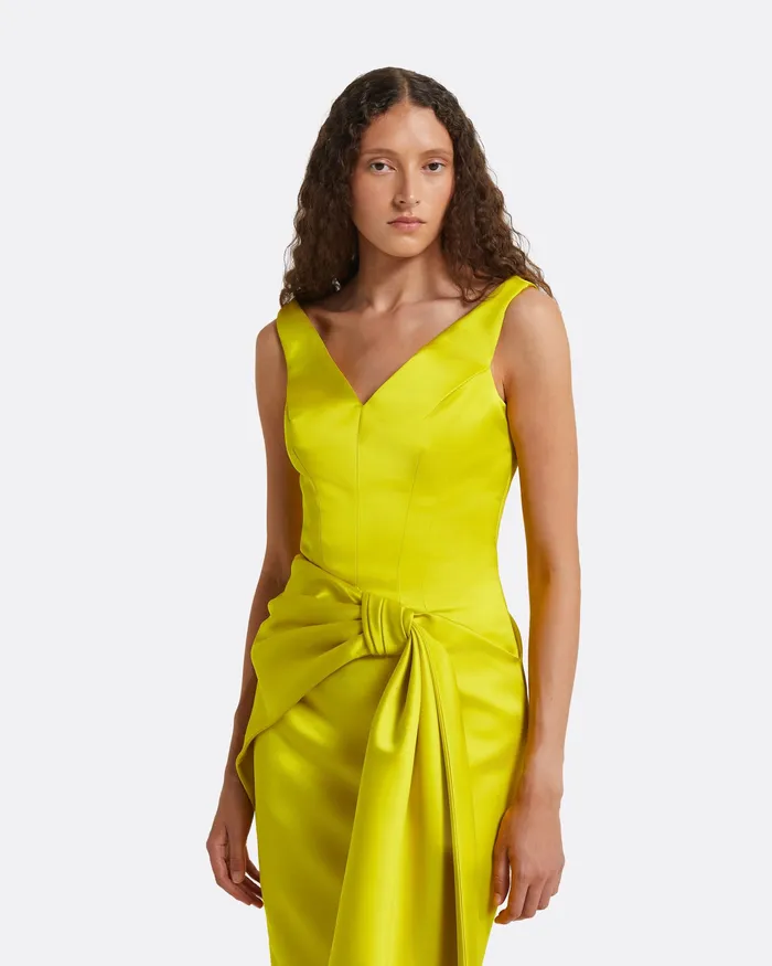 Akbel Chartreuse Long Dress Chartreuse Dresses Safiyaa Women