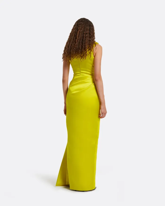 Akbel Chartreuse Long Dress Chartreuse Dresses Safiyaa Women
