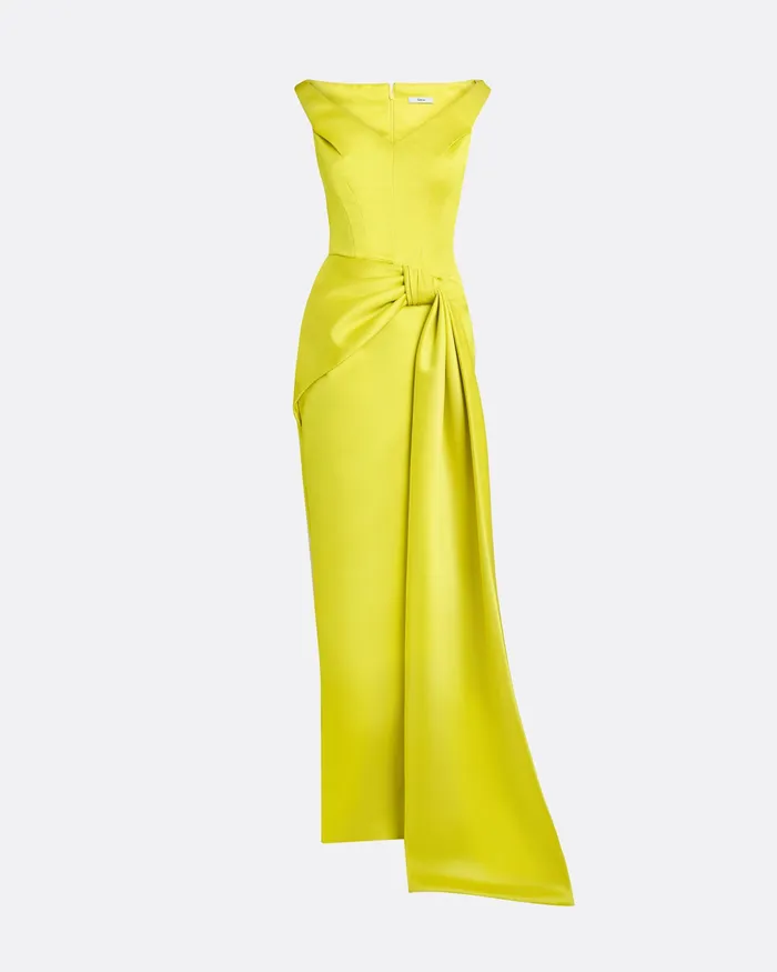 Akbel Chartreuse Long Dress Chartreuse Dresses Safiyaa Women