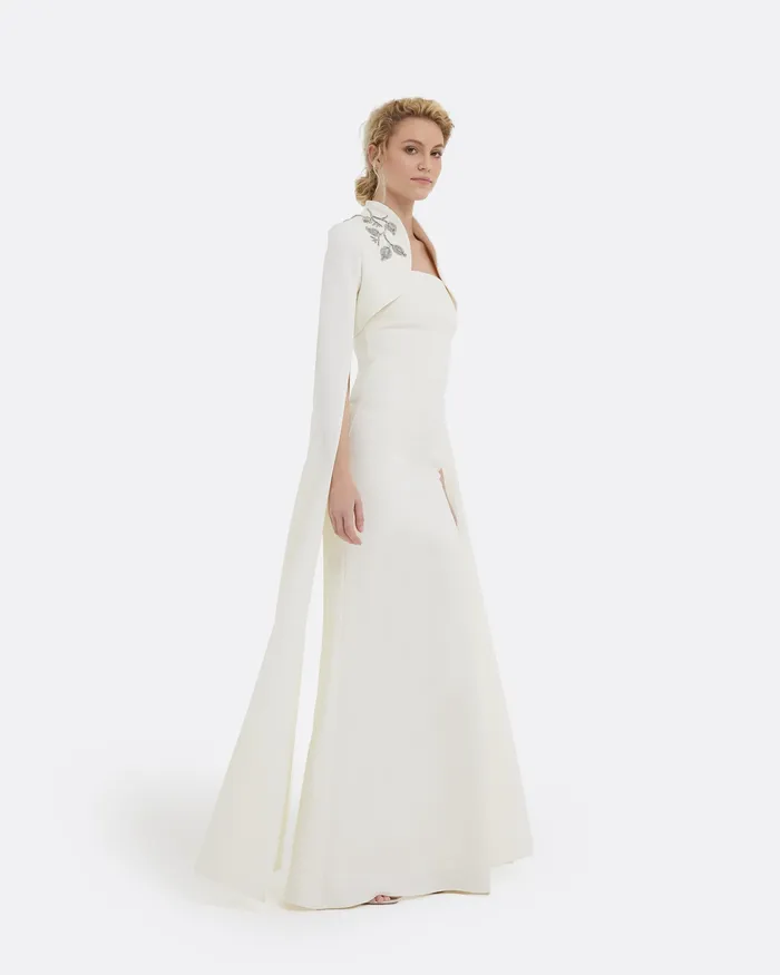 Amari Flower Bud Embroidered Bolero Ivory Women Bridal Safiyaa