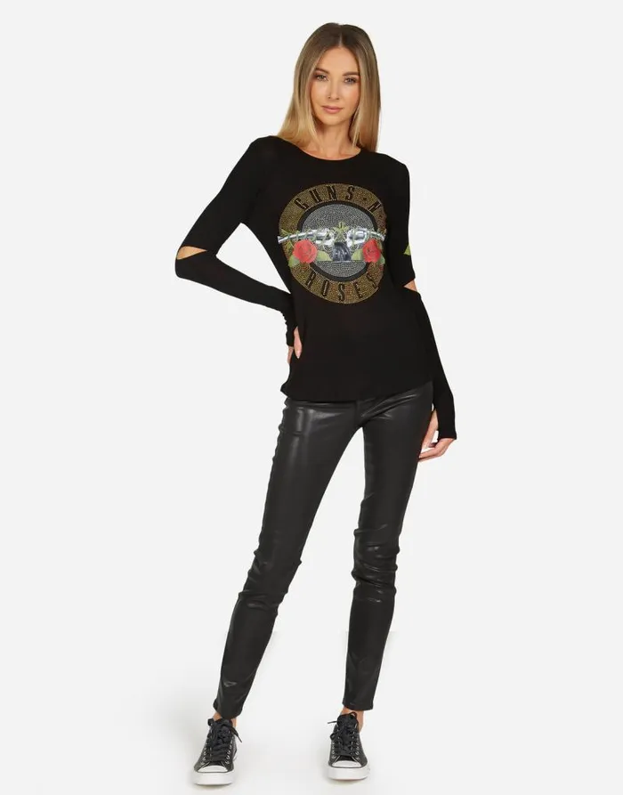 Amora Guns N039 Roses Black Women Lauren Moshi Long Sleeve