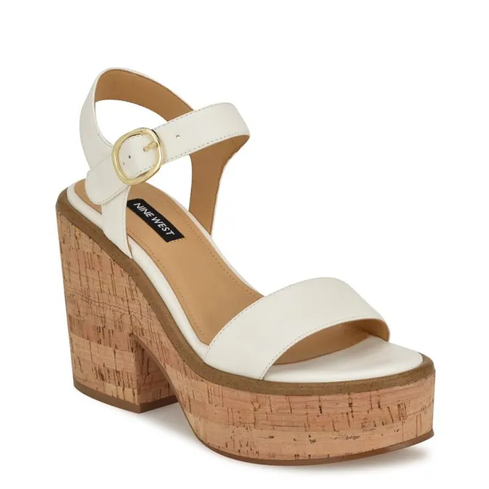 Amye Ankle Strap Wedge Sandals White Women Nine West Sandals Amye Ankle Strap Wedge Sandals White Women Nine West Sandals