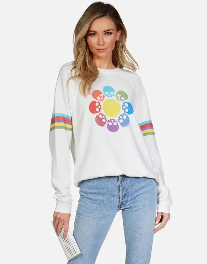 Anela Skull Flower Milk Women Lauren Moshi Long Sleeve