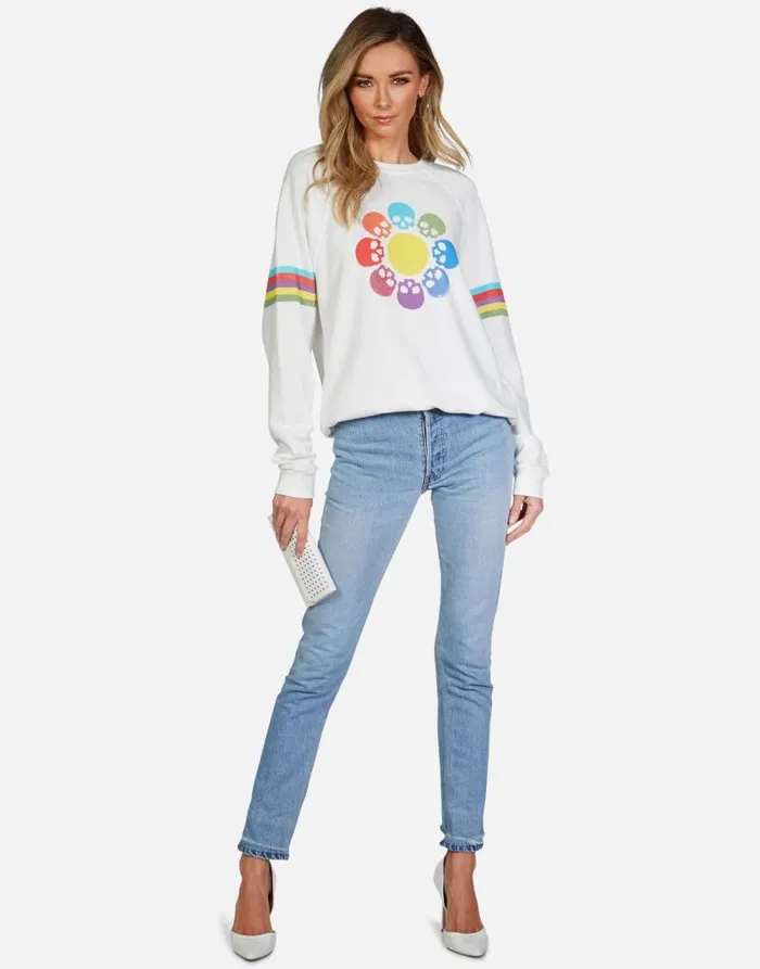 Anela Skull Flower Milk Women Lauren Moshi Long Sleeve