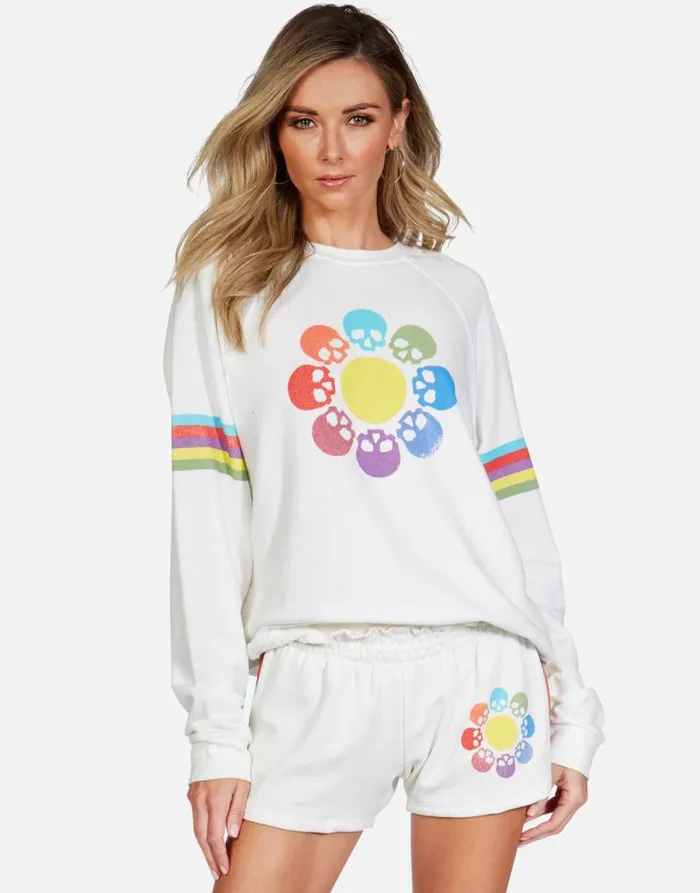 Anela Skull Flower Milk Women Lauren Moshi Long Sleeve
