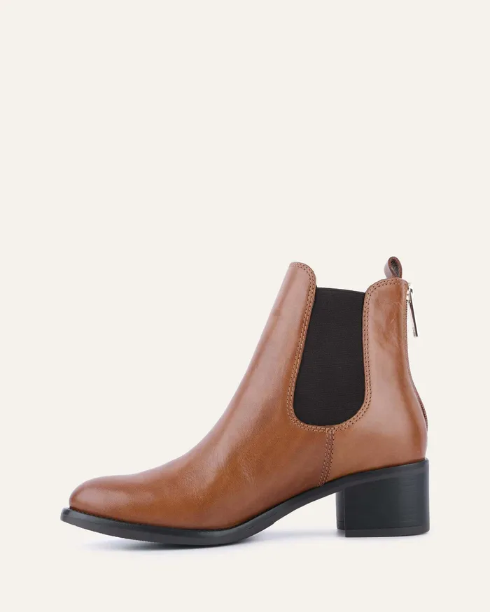 ANKLE BOOTS Women Claire mid ankle boots brandy leather jomercer
