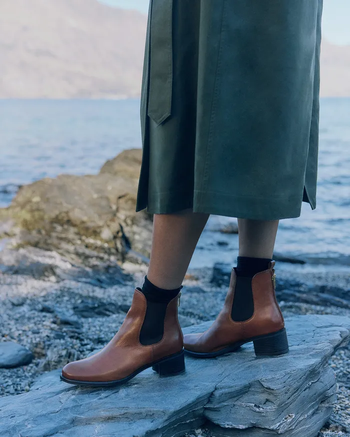 ANKLE BOOTS Women Claire mid ankle boots brandy leather jomercer