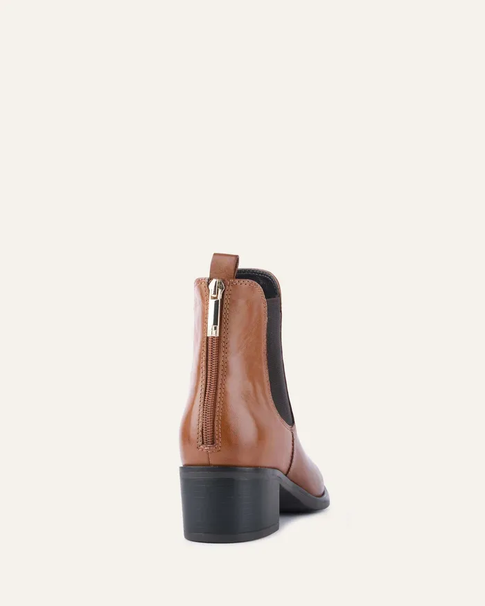 ANKLE BOOTS Women Claire mid ankle boots brandy leather jomercer