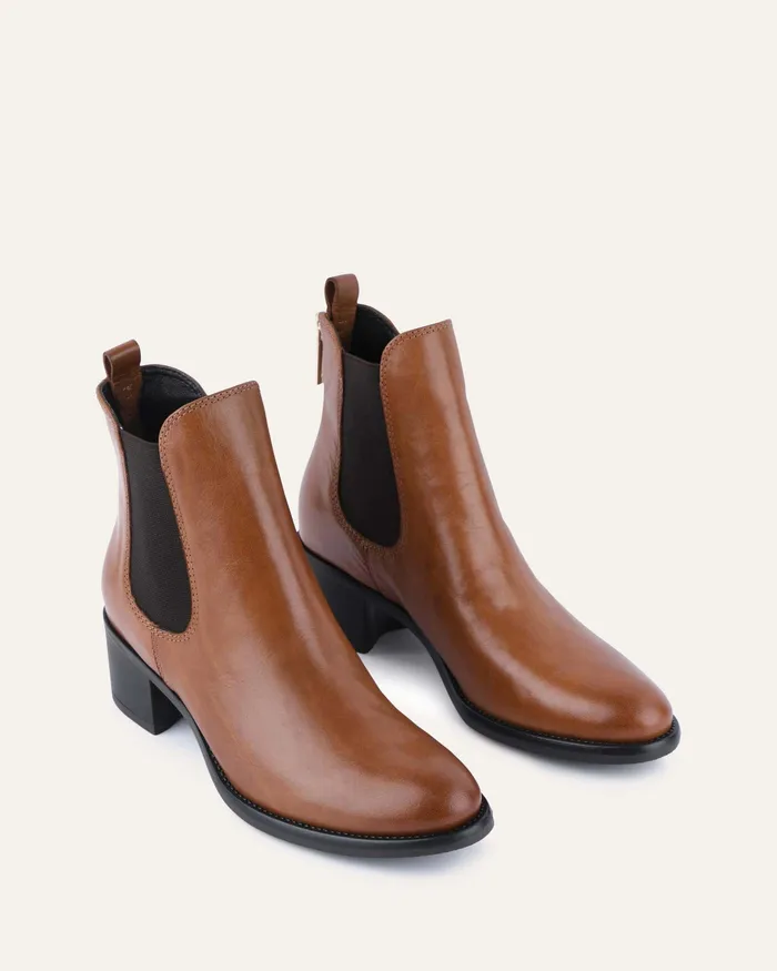 ANKLE BOOTS Women Claire mid ankle boots brandy leather jomercer