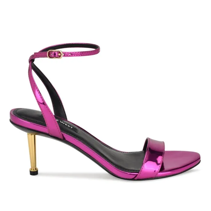 Anny Ankle Strap Heeled Sandals Medium Pink Women Nine West Sandals