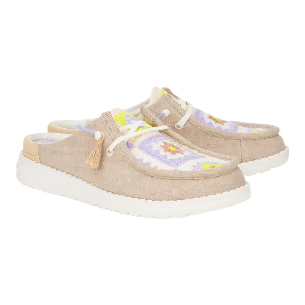 Apparel Mules heydude Wendy Slip Cottage Crochet Wood AshMulti