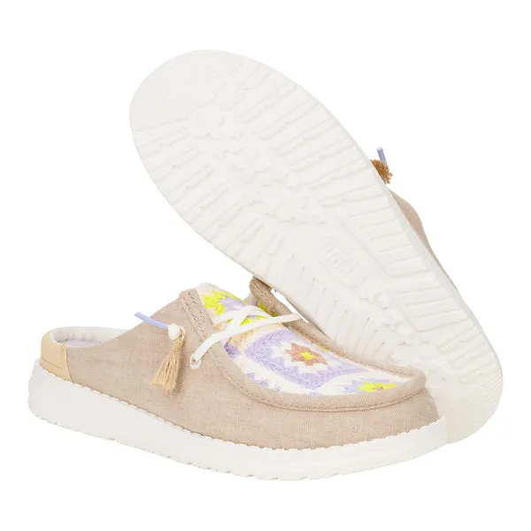 Apparel Mules heydude Wendy Slip Cottage Crochet Wood AshMulti