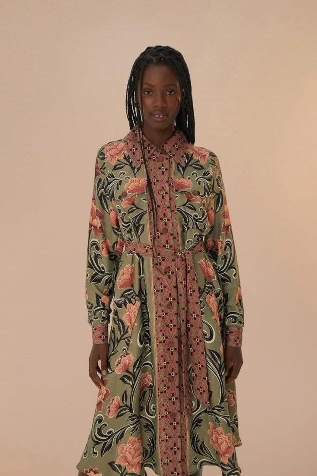 Arabesque Floral Green Midi Dress Women FARM Rio Midi Dresses