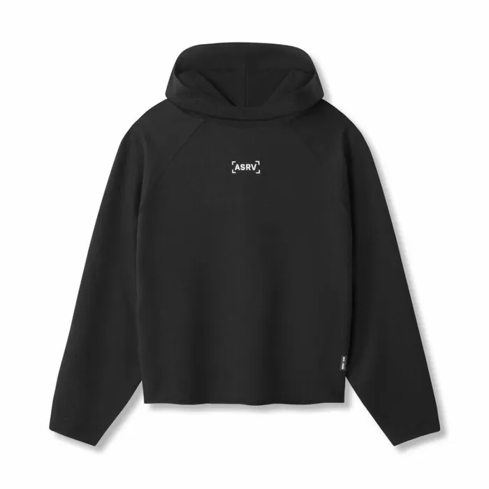 ASRV Hoodies and Sweatshirts Men MicroTerry Raw Hem Hoodie Black