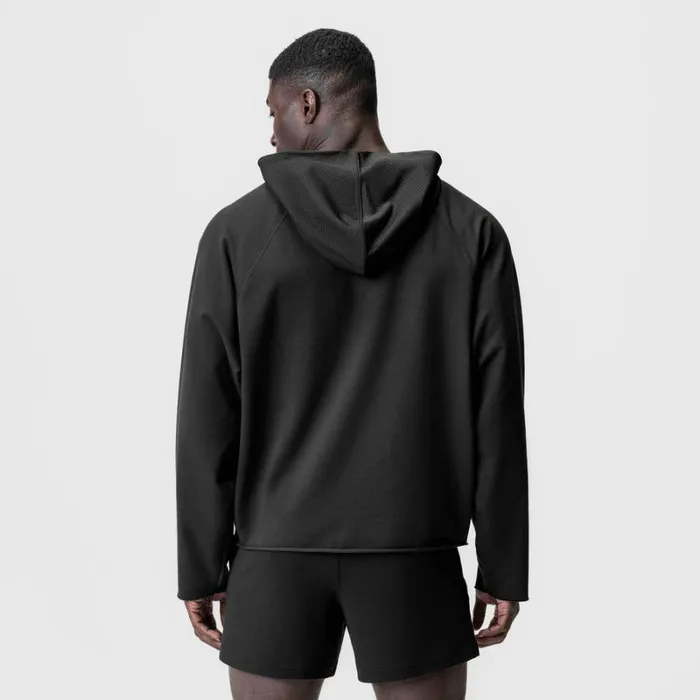 ASRV Hoodies and Sweatshirts Men MicroTerry Raw Hem Hoodie Black