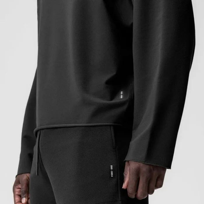 ASRV Hoodies and Sweatshirts Men MicroTerry Raw Hem Hoodie Black