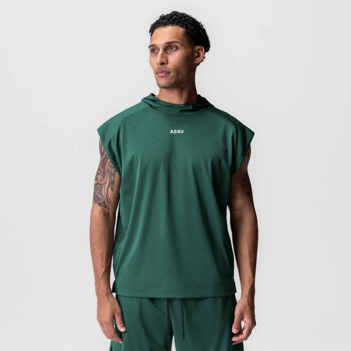 ASRV Hoodies and Sweatshirts Men Reversible 2in1 Cutoff Hoodie Forest Green