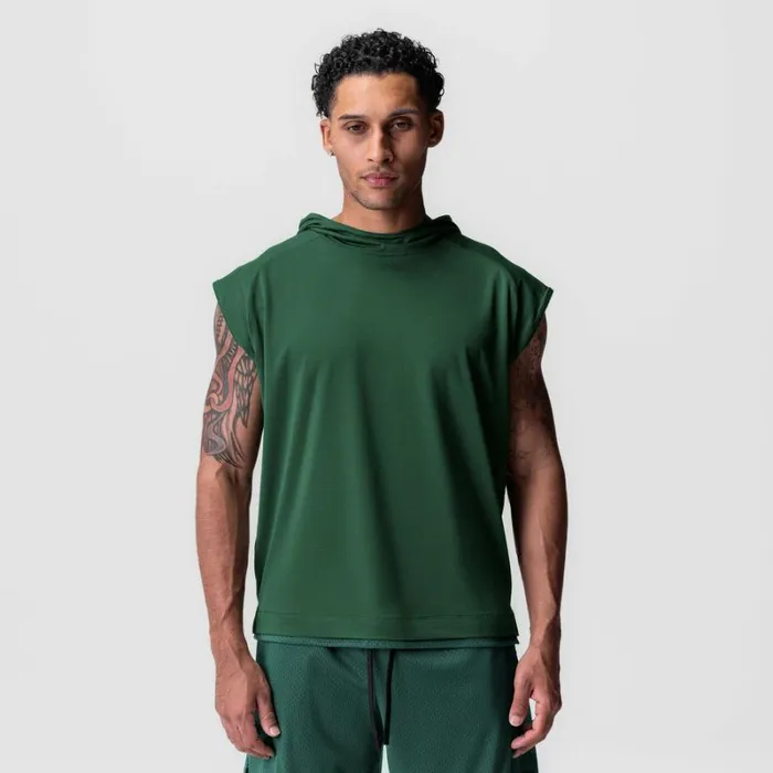 ASRV Hoodies and Sweatshirts Men Reversible 2in1 Cutoff Hoodie Forest Green