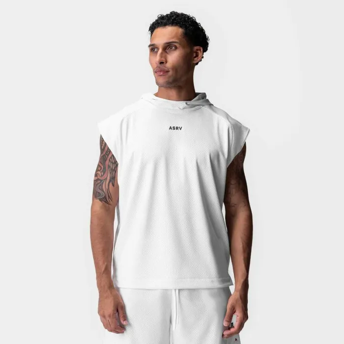 ASRV Hoodies and Sweatshirts Men Reversible 2in1 Cutoff Hoodie White