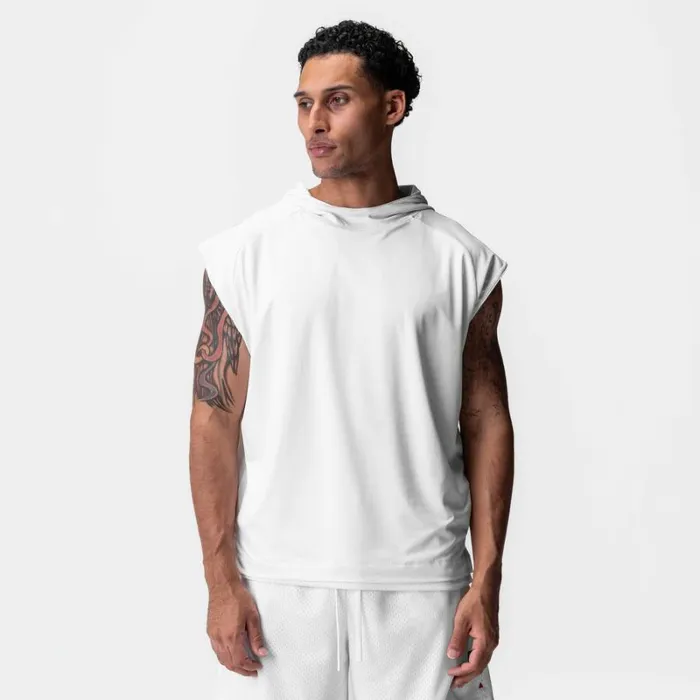 ASRV Hoodies and Sweatshirts Men Reversible 2in1 Cutoff Hoodie White