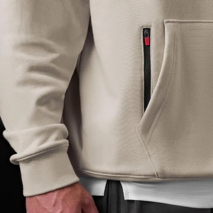 ASRV Hoodies and Sweatshirts Men TechTerry Zip Pocket Hoodie Stone 034brush Stroke034