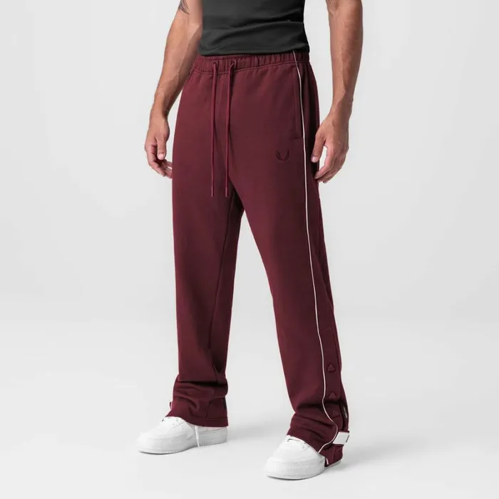 ASRV Joggers and Pants Men Herringbone Terry Snap Button Sweats Crimson Red
