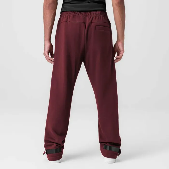 ASRV Joggers and Pants Men Herringbone Terry Snap Button Sweats Crimson Red