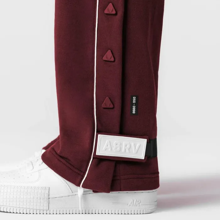 ASRV Joggers and Pants Men Herringbone Terry Snap Button Sweats Crimson Red