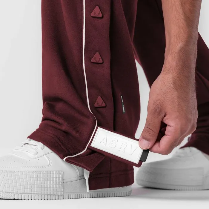 ASRV Joggers and Pants Men Herringbone Terry Snap Button Sweats Crimson Red