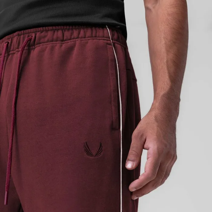 ASRV Joggers and Pants Men Herringbone Terry Snap Button Sweats Crimson Red