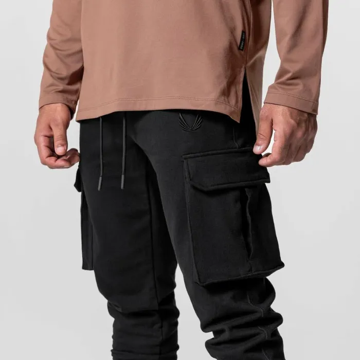 ASRV Joggers and Pants Men TechTerry Cargo High Rib Jogger Black