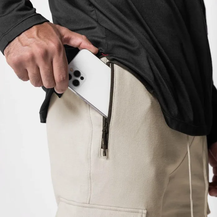 ASRV Joggers and Pants Men TechTerry Cargo High Rib Jogger Sand Smoke