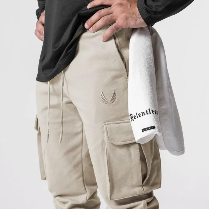 ASRV Joggers and Pants Men TechTerry Cargo High Rib Jogger Sand Smoke