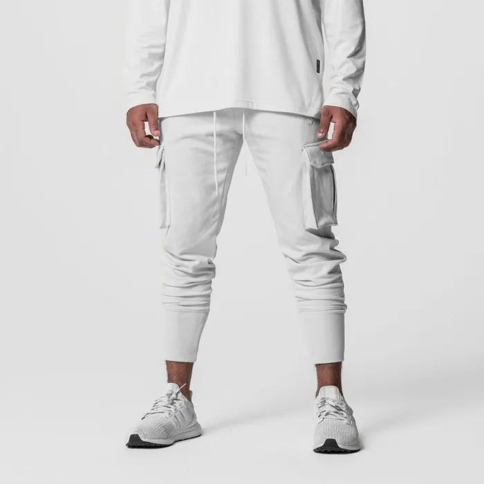 ASRV Joggers and Pants Men TechTerry Cargo High Rib Jogger White