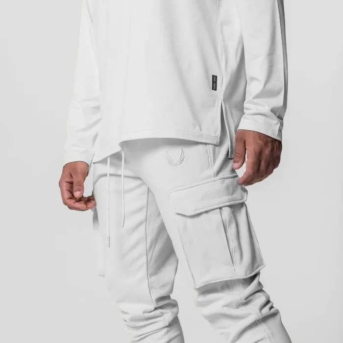 ASRV Joggers and Pants Men TechTerry Cargo High Rib Jogger White