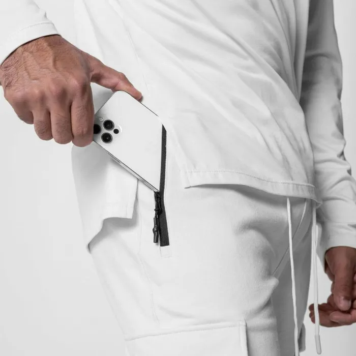 ASRV Joggers and Pants Men TechTerry Cargo High Rib Jogger White