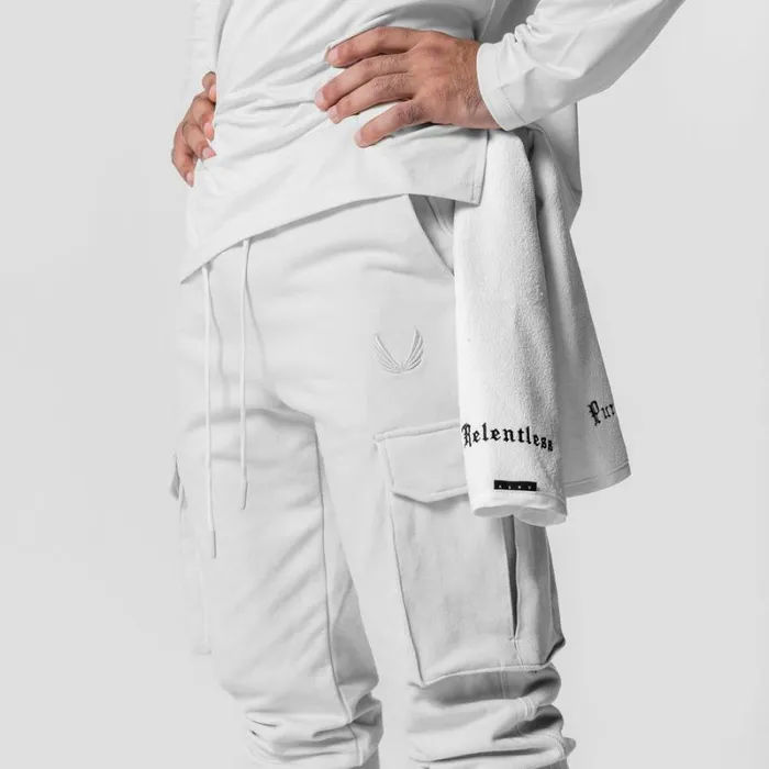 ASRV Joggers and Pants Men TechTerry Cargo High Rib Jogger White