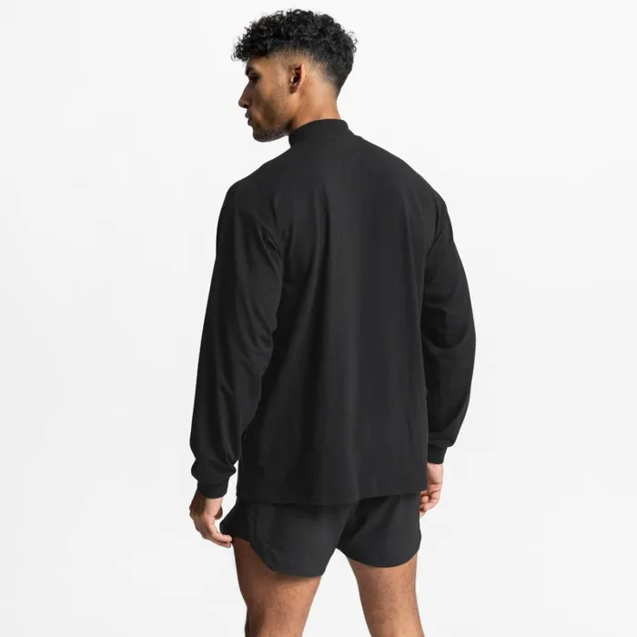 ASRV Long Sleeves Men CottonPlus Mock Neck Long Sleeve Black