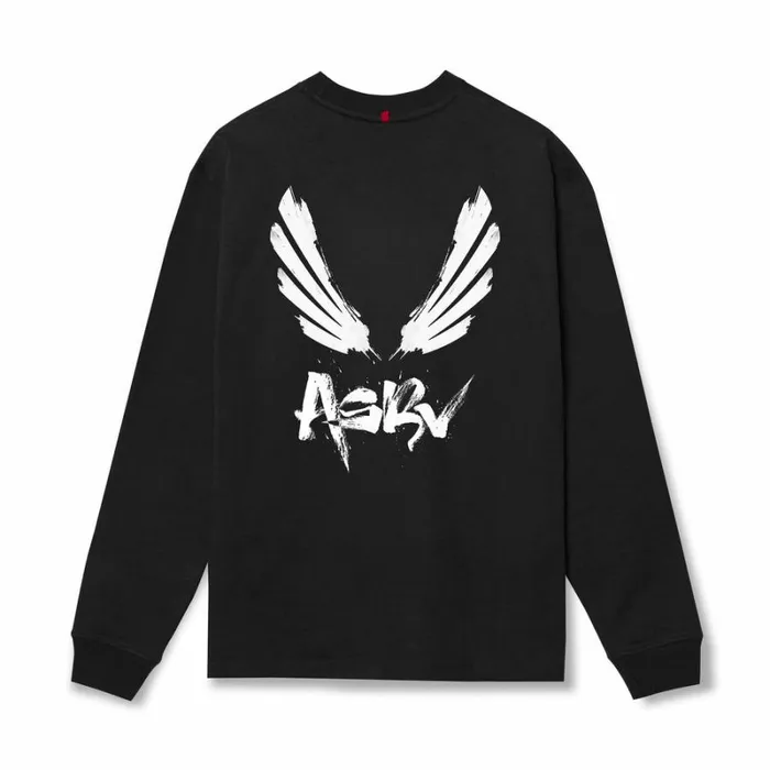 ASRV Long Sleeves Men Tech Essential Relaxed Long Sleeve Black 034brush Wingsasrv034
